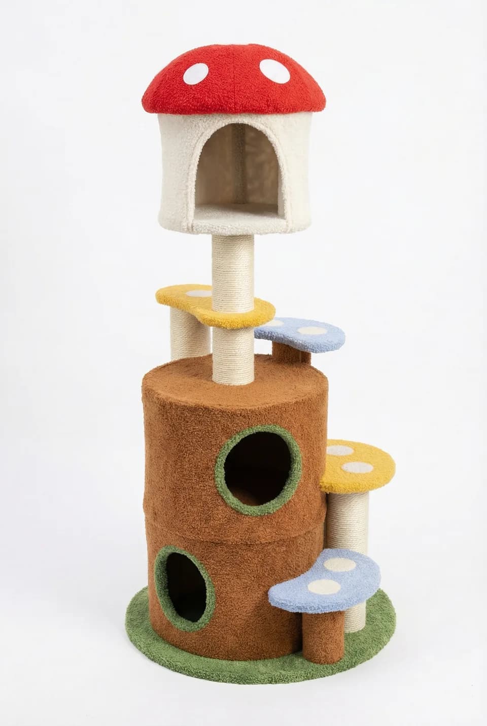 mushroom cat tree with large condo platform ladder