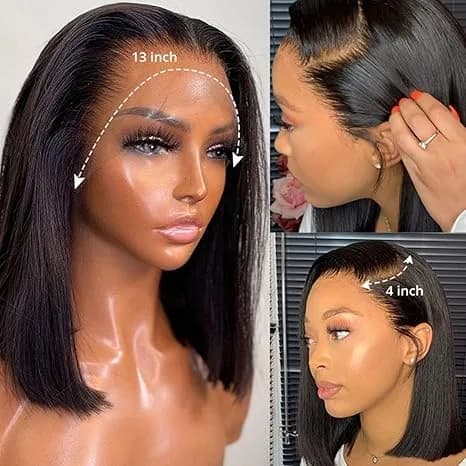 13x4 Lace Front Bob Wig, Straight Texture, Natural Color, Density
