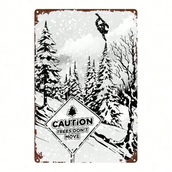 CIFbuy 1pc 2D Flat Metal Sign Freeride Snowboard Plaque, Sturdy Metal Wall Art For Bars Bedrooms Restaurants Kitchens Home Decor, 8x12 TikTok, TikTok, Self-pickup Logiopics