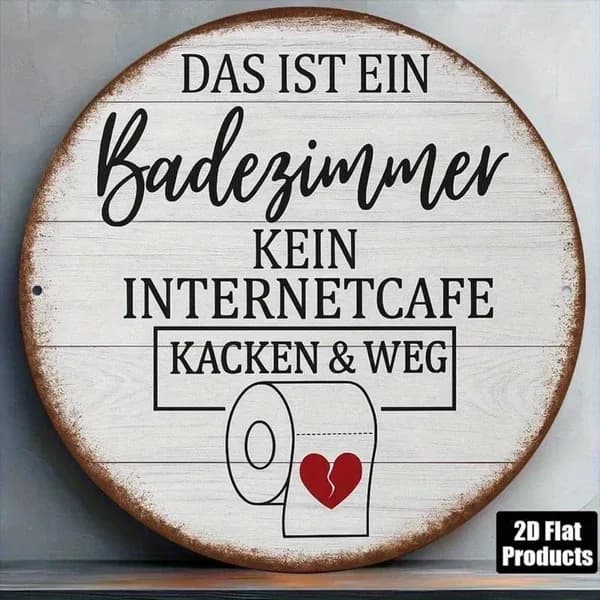 CIFbuy Vintage German Toilet Sign 8x8 Inch Round French Aluminum Plaque, 2D Flat Bathroom Decor For Home Restaurant Cafe Bar Office Sho TikTok, TikTok, Self-pickup Logiopics