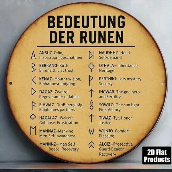 CIFbuy 1pc 8-Inch German Rune Alphabet Wall Plaque, Viking Norse Mythology Round Chart Decor With English Meanings, Educational Germani TikTok, TikTok, Self-pickup Logiopics
