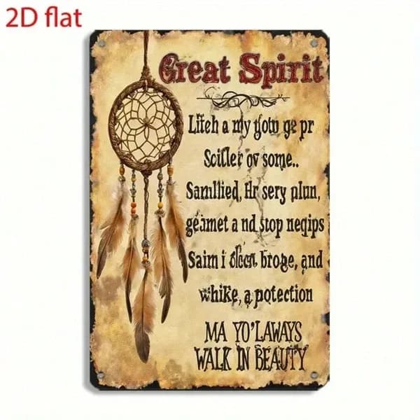 CIFbuy Retro Dream Catcher Wall Decor, 2D Flat Metal Art Plaque With Inspirational Poem, Spiritual Rustic Home Decoration TikTok, TikTok, Self-pickup Logiopics