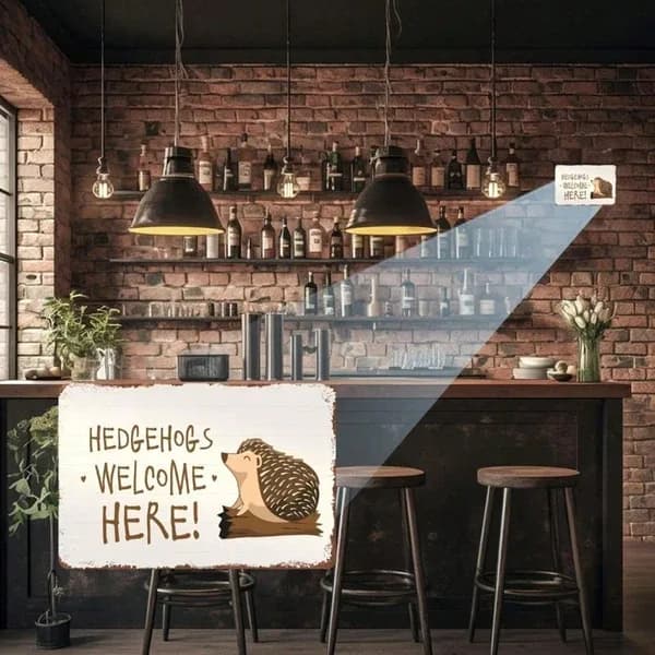 CIFbuy Hedgehog Welcome Sign, Animal Yard Decor, Weather Resistant Distressed Finish, Distressed Finish, Easy Mount Porch G RustiikTok, RustiikTok, Istant Distressed Finish Self-utckup Logioph G