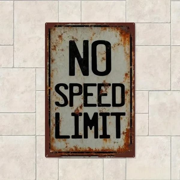CIFbuy Vintage No Speed Limit 2D Flat Metal Sign Rustic Iron Wall Mounted Plaque Retro Decor Wall Art For Living Room Home Bar Farmhous TikTok, TikTok, Hous Self-pickup Logiopics