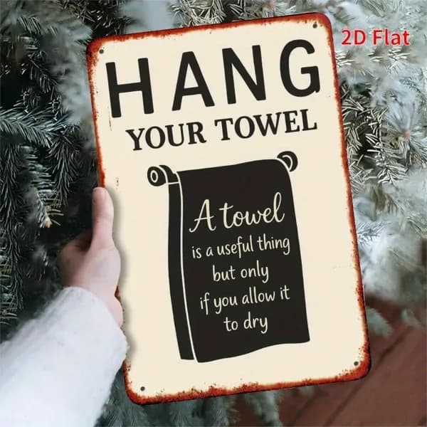 CIFbuy Vintage Funny Towel Holder Metal Wall Decor Rustic Farmhouse Bathroom Garage Towel Rack Iron Art (TikTok, Temu Pick-up Service)