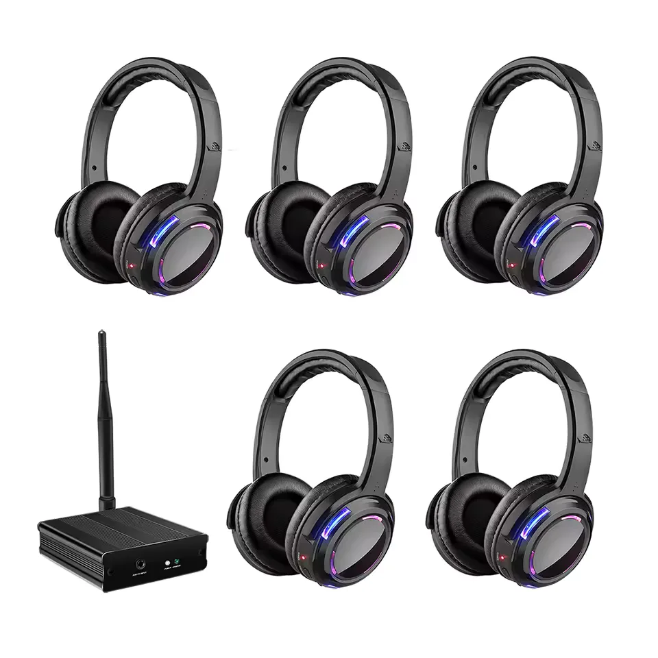 UHF RF Silent Disco Headphones Wireless DJ Headset 5 Pcs and 1 Transmitter 500m Distance view 17