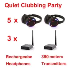 UHF RF Silent Disco Headphones Wireless DJ Headset 5 Pcs and 1 Transmitter 500m Distance view 16
