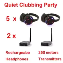 UHF RF Silent Disco Headphones Wireless DJ Headset 5 Pcs and 1 Transmitter 500m Distance view 15