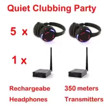 UHF RF Silent Disco Headphones Wireless DJ Headset 5 Pcs and 1 Transmitter 500m Distance view 14
