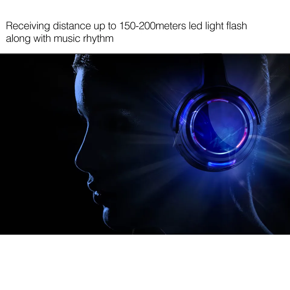 UHF RF Silent Disco Headphones Wireless DJ Headset 5 Pcs and 1 Transmitter 500m Distance view 4
