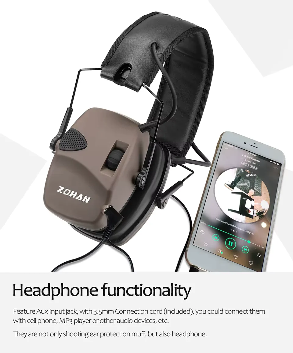 ZOHAN Electronic Ear Muffs 23dB NRR for Shooting Hunting