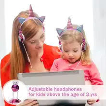 Unicorn Kids Pink Headphones for Girls Children Teens Wired Headset w/Microphonefor School Birthday Xmas Unicorn Gift view 13