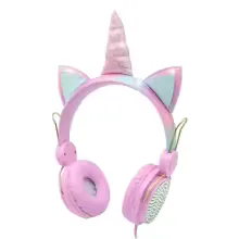 Unicorn Kids Pink Headphones for Girls Children Teens Wired Headset w/Microphonefor School Birthday Xmas Unicorn Gift view 15
