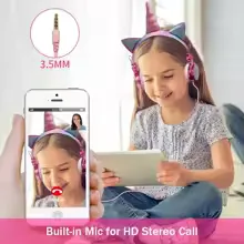 Unicorn Kids Pink Headphones for Girls Children Teens Wired Headset w/Microphonefor School Birthday Xmas Unicorn Gift view 11