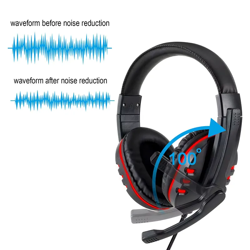 Headphones 3.5mm Wired Gaming Headset Earphones Music For PS4 Play Station 4 Game PC Chat computer With Microphone view 2