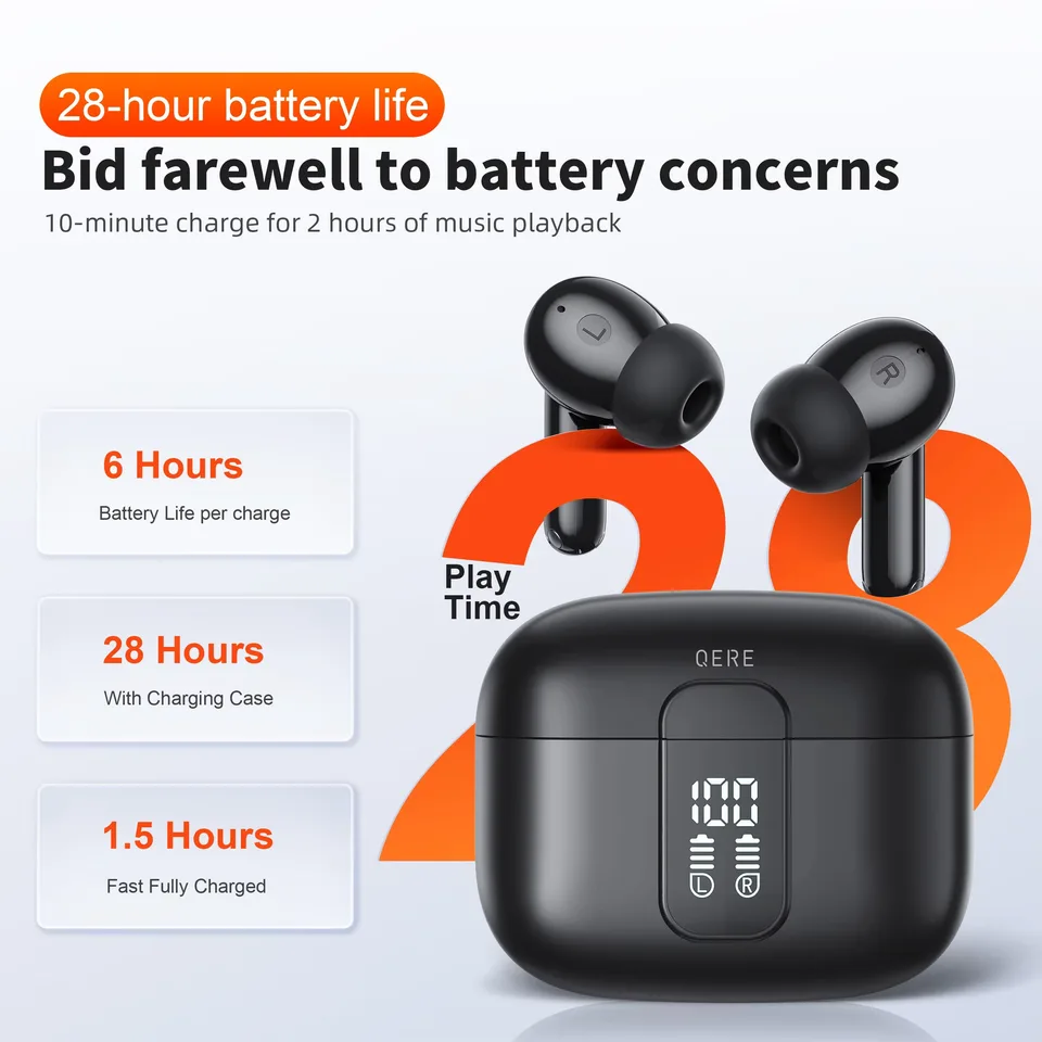 QERE E50 Wireless Earphones, 13mm Driver, 28H Battery view 2