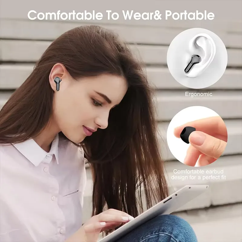 New Wireless Earbuds HiFi Stereo Headphones BT5.3 with ENC Noise Cancelling 48H LED Display Ear Buds IP7 Waterproof Earphones view 6