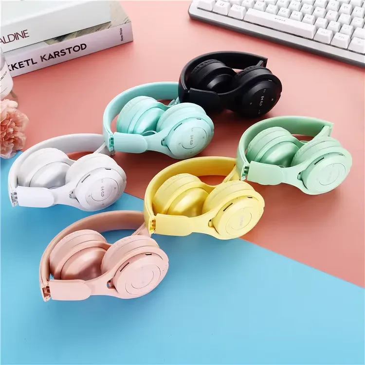 Macaron Headphones Kids Wireless Bluetooth Headphone Stereo Headband Gaming Headset with Mic Gamer Girl Gift for Mobile Tablet view 4