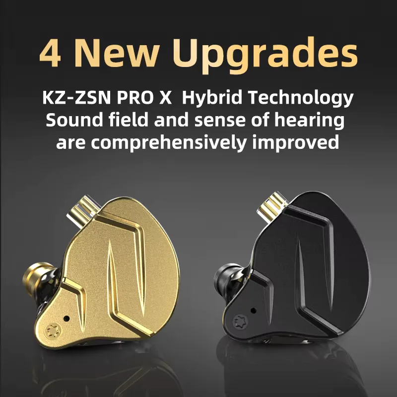KZ ZSN Pro X metal headphones 1ba + 1dd hybrid technology high-fidelity bass monitor sports headphones and noise-cancelling head view 2