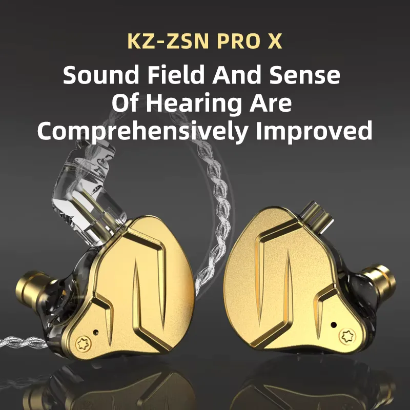 KZ ZSN Pro X metal headphones 1ba + 1dd hybrid technology high-fidelity bass monitor sports headphones and noise-cancelling head view 3