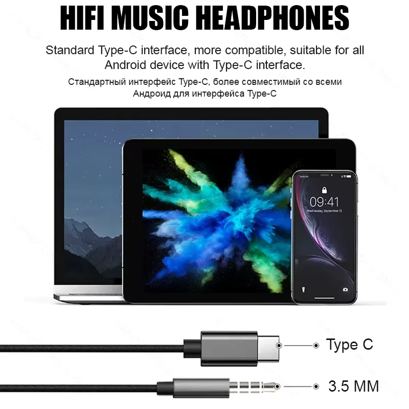 Black Type-C Wired Earphones for Samsung Galaxy S25 S24 S23 view 6