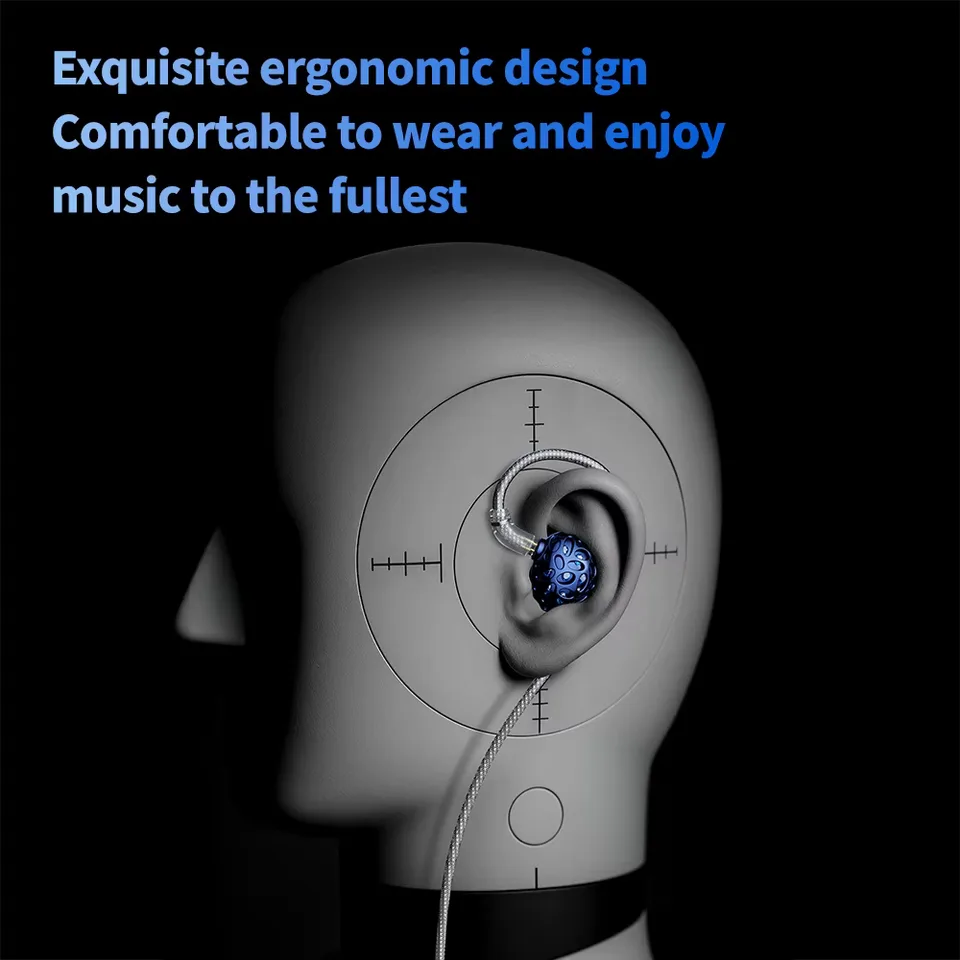 TRN Whale Shark Hybrid Earphones Triple Dynamic + Planar In-Ear Monitors headphones view 6