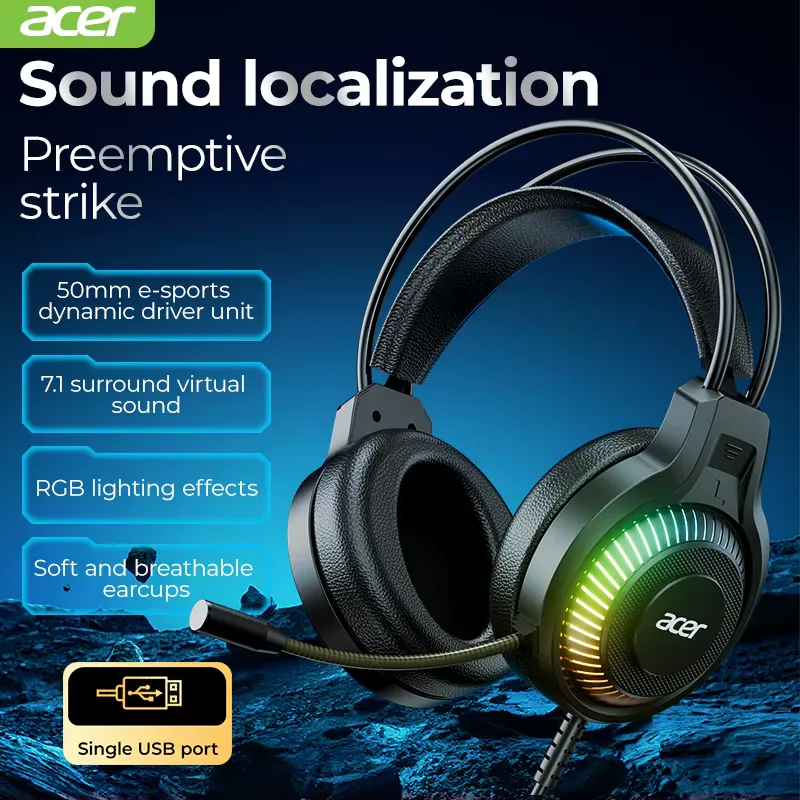 RGB Cool Lighting Wired Earphones Low latency Headphones with Mic Breathable Comfortable Earbuds Surround Sound Effects for Game view 2