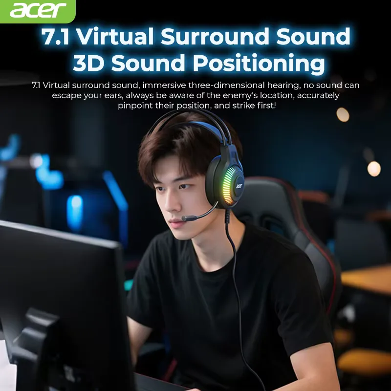 RGB Cool Lighting Wired Earphones Low latency Headphones with Mic Breathable Comfortable Earbuds Surround Sound Effects for Game view 6