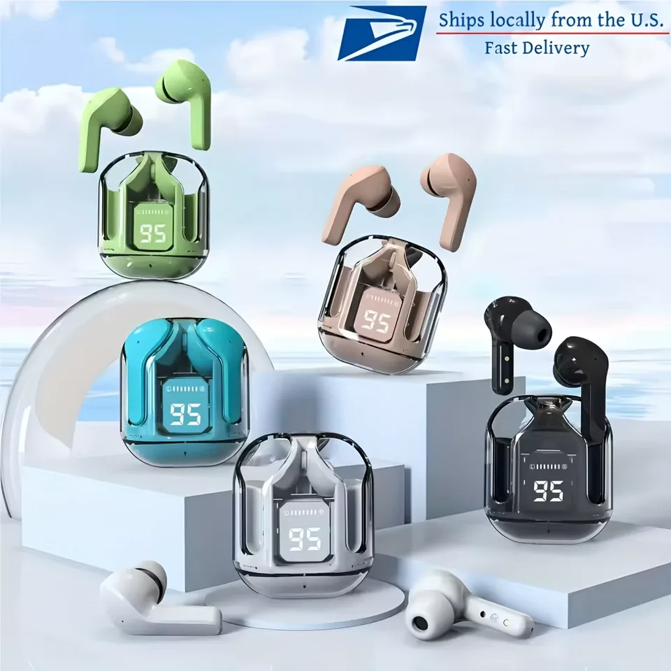 Wireless Earbuds Bluetooth 5.3, ENC Noise Cancelling, LED Battery Display, 3D Stereo Audio, Touch Control, Mini In-Ear Headphone