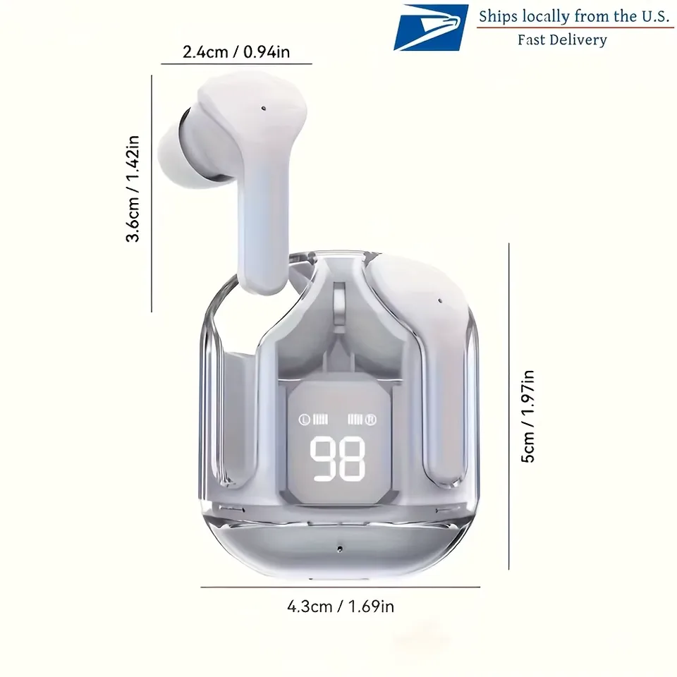 Wireless Earbuds Bluetooth 5.3, ENC Noise Cancelling, LED Battery Display, 3D Stereo Audio, Touch Control, Mini In-Ear Headphone view 2