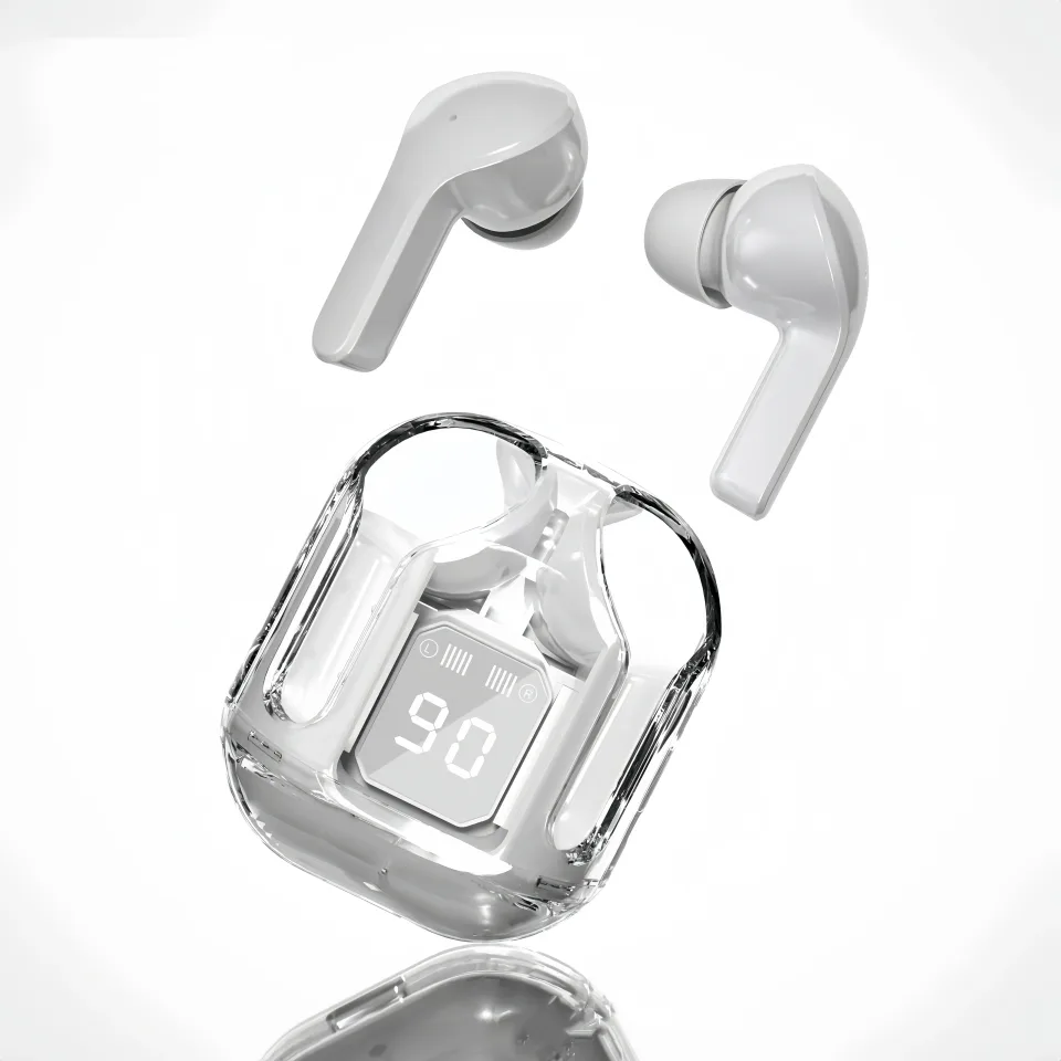 TWS In-ear Wireless Earbuds in a Transparent Design Are Feature Stereo Sound for Both Ears, a Beautiful Transparent Body view 3