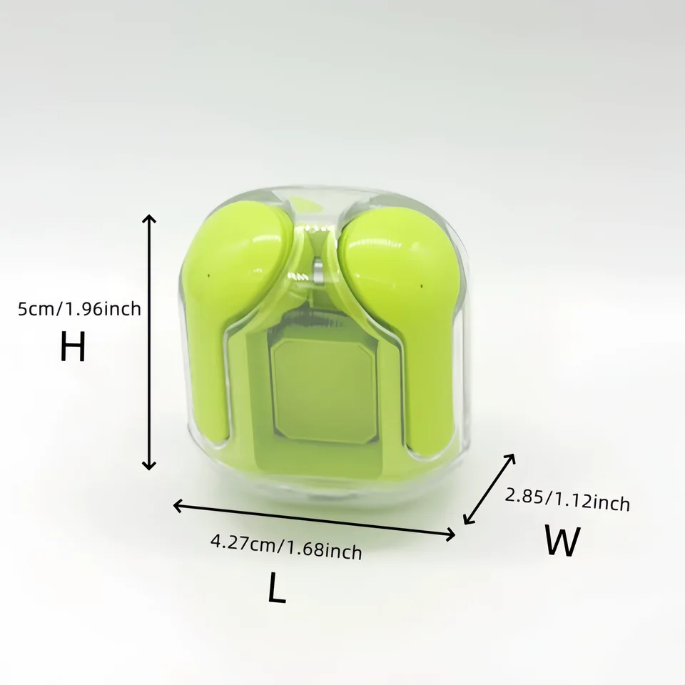 TWS In-ear Wireless Earbuds in a Transparent Design Are Feature Stereo Sound for Both Ears, a Beautiful Transparent Body view 6