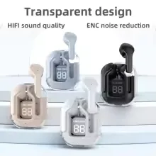 TWS In-ear Wireless Earbuds in a Transparent Design Are Feature Stereo Sound for Both Ears, a Beautiful Transparent Body view 7
