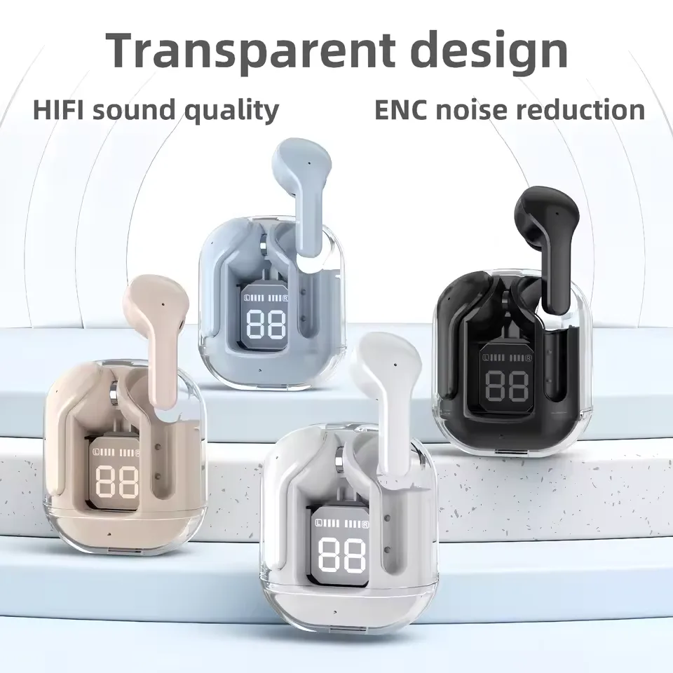 TWS In-ear Wireless Earbuds in a Transparent Design Are Feature Stereo Sound for Both Ears, a Beautiful Transparent Body view 15