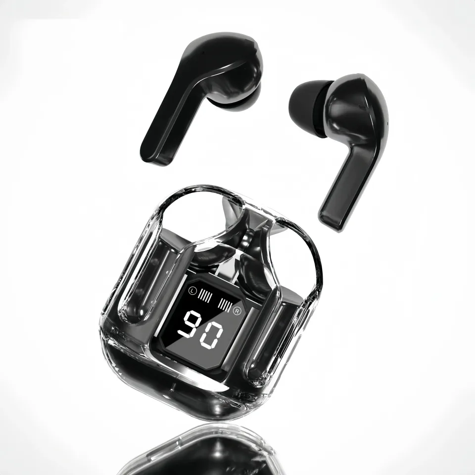 TWS In-ear Wireless Earbuds in a Transparent Design Are Feature Stereo Sound for Both Ears, a Beautiful Transparent Body view 5
