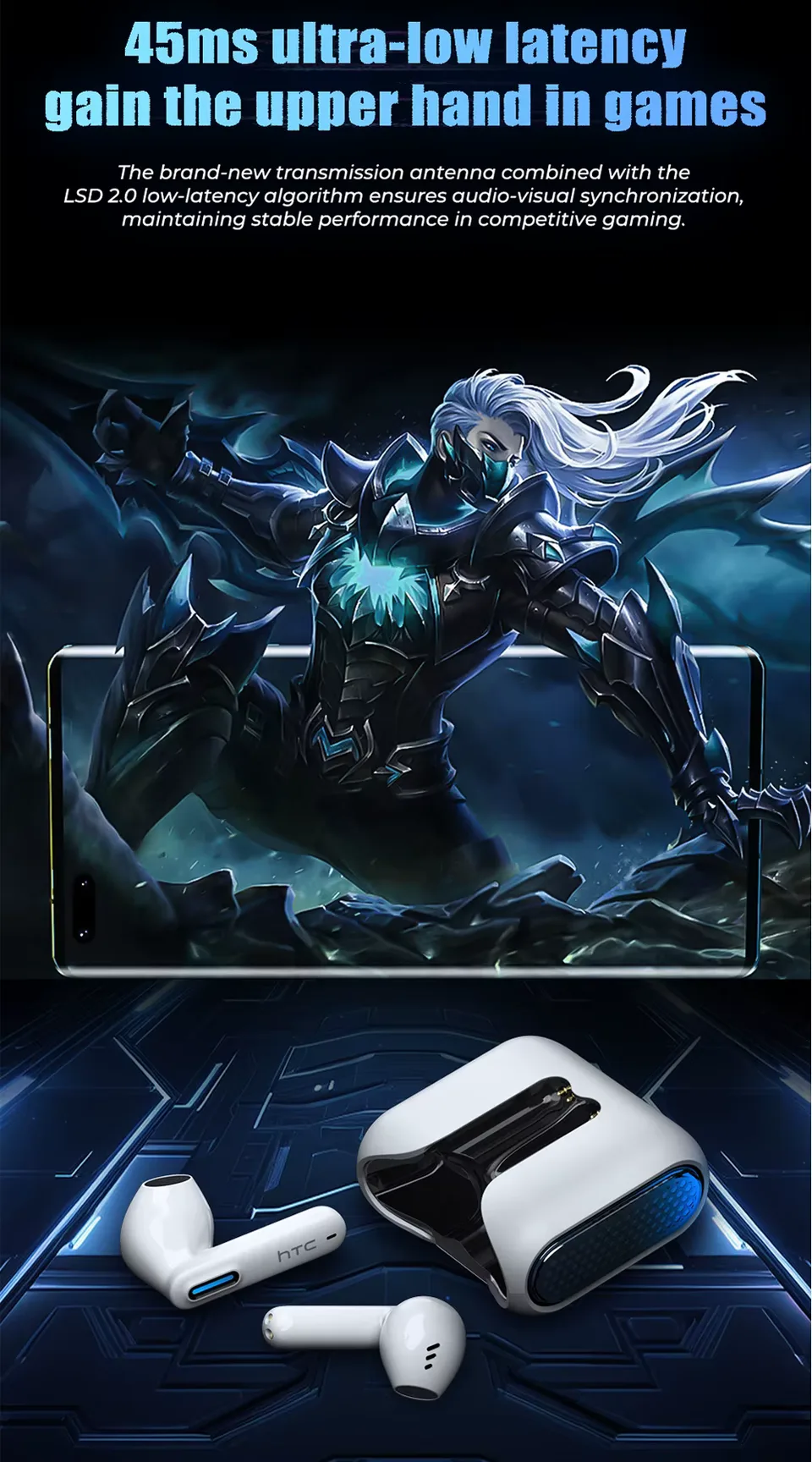Translator Earbuds HTC NE49 AI Real-Time Translation HiFi Sound Bluetooth Earphones HD Call Low latency Gaming ear pods Choice