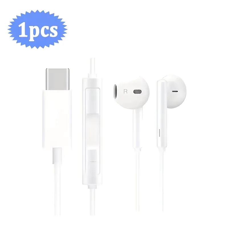 Type-C Wired Earphones, Compatible with Apple ios 16/15, Universal Wired Headphones with Buttons, High-Quality Sound, Clear Calls view 4