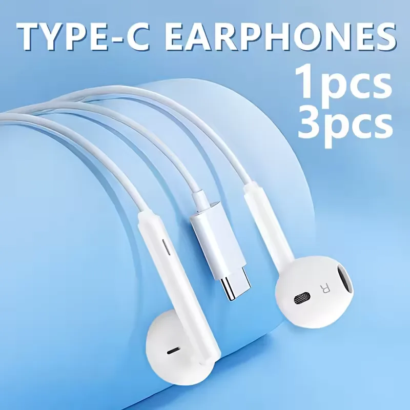 Type-C Wired Earphones, Compatible with Apple ios 16/15, Universal Wired Headphones with Buttons, High-Quality Sound, Clear Calls view 16