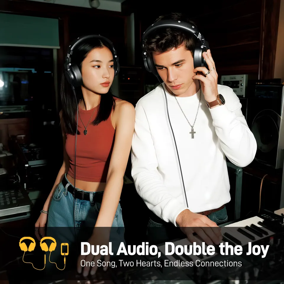 MAONO MH700 Studio Monitor Headphones Mixing DJ Headphone 50mm Driver Professional Over Ear Wired Headset for Recording Podcast view 4