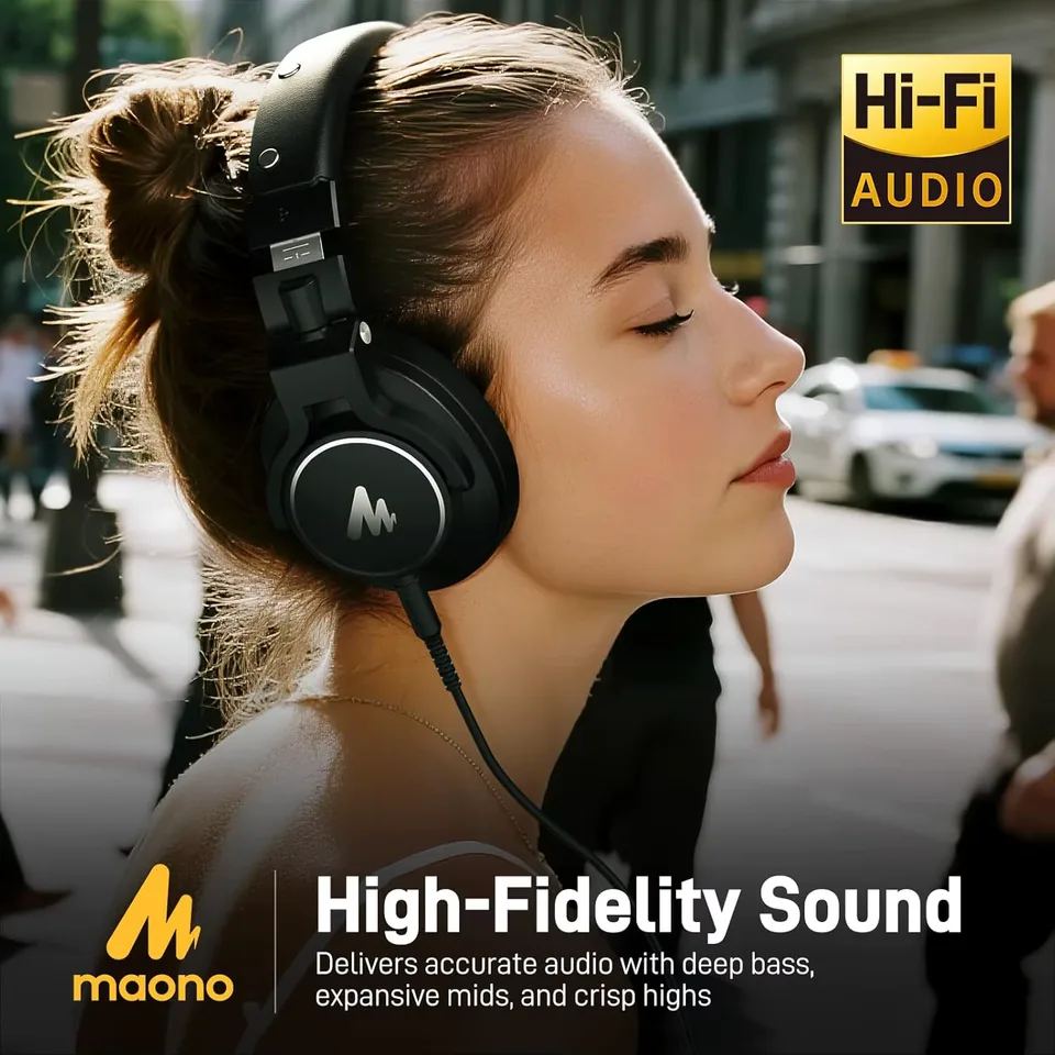 MAONO MH700 Studio Monitor Headphones Mixing DJ Headphone 50mm Driver Professional Over Ear Wired Headset for Recording Podcast view 2