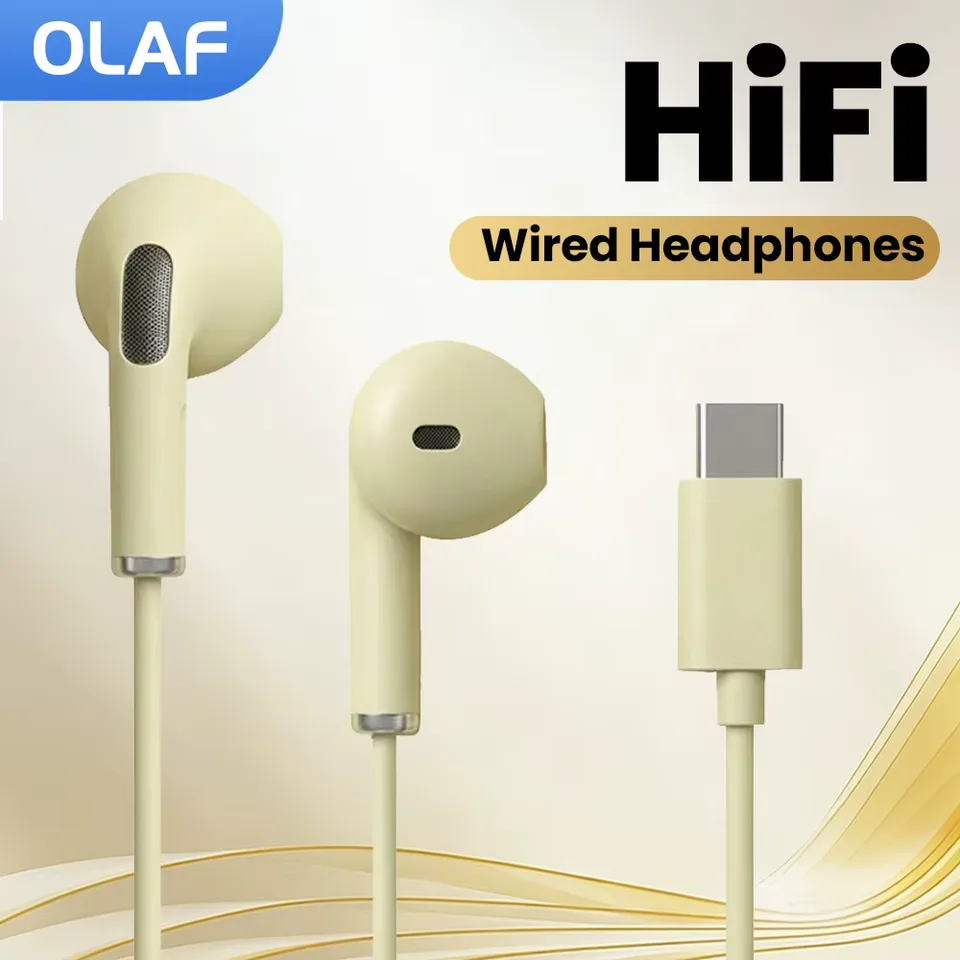 3.5MM/Type C Wired Headphones HiFi Bass Stereo Volume Control Headset With Microphone Sports Wired Earbuds For Huawei Earphones