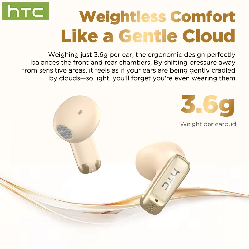 HTC NE72 AI Translate Bluetooth Earphones Wireless Earbuds LED TouchScreen HiFi Stereo Audio Noise Cancellation In-Ear Headphone view 5