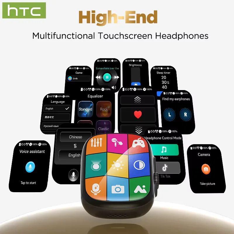 HTC NE72 AI Translate Bluetooth Earphones Wireless Earbuds LED TouchScreen HiFi Stereo Audio Noise Cancellation In-Ear Headphone view 4