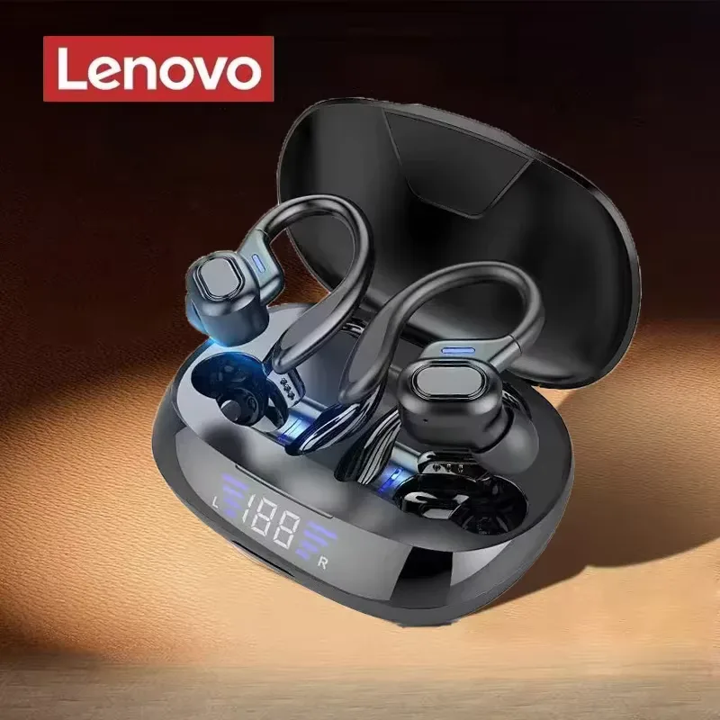 Lenovo Sports Wireless Headphones Bluetooth 5.3 Running Earphones True with Mic Noise Reduction Earhooks Waterproof Headset