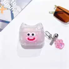 Cute monster cat ear big mouth headphone case protective cover with bell shaped keychain cartoon headphone case view 7