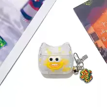 Cute monster cat ear big mouth headphone case protective cover with bell shaped keychain cartoon headphone case view 12