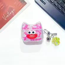 Cute monster cat ear big mouth headphone case protective cover with bell shaped keychain cartoon headphone case view 10