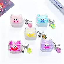 Cute monster cat ear big mouth headphone case protective cover with bell shaped keychain cartoon headphone case view 13