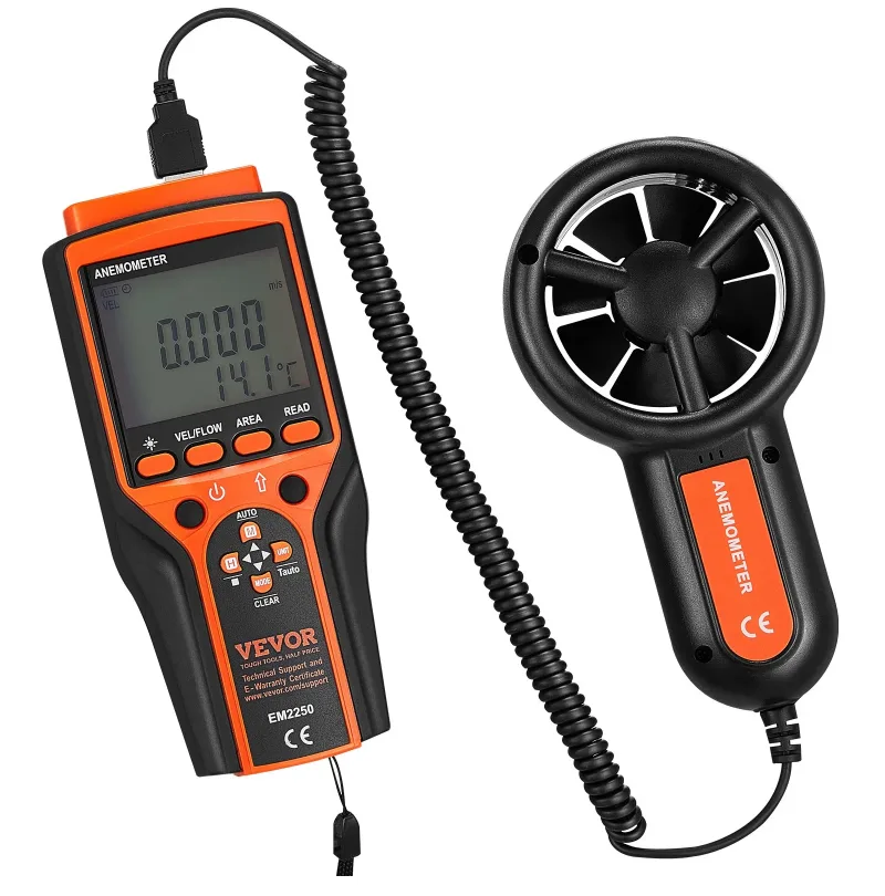 Split Handheld Anemometer, Digital Wind Speed CFM Meter Gauge With LED Backlight Screen, Measures Wind Velocity Wind Temperature Air Flow Wind Chill, For Sailing Surfing Flying HVAC view 4