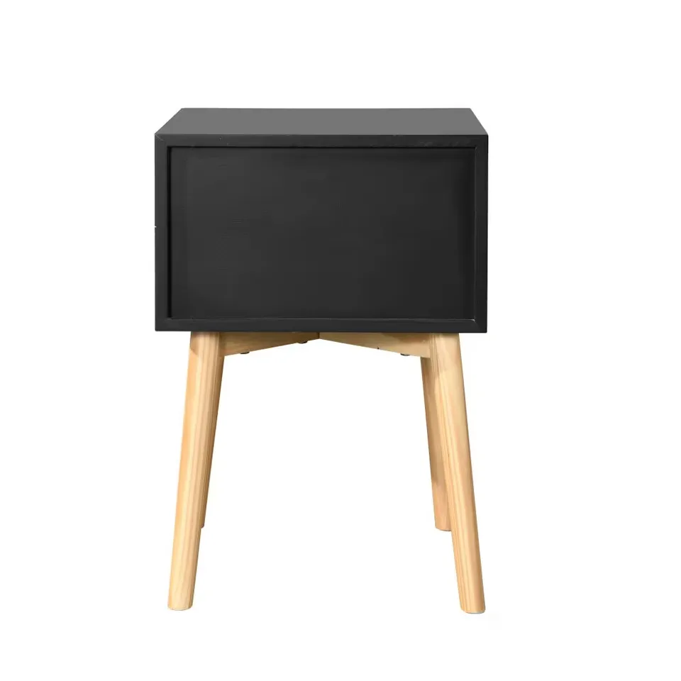 Side Table,Bedside Table With 2 Drawers And Rubber Wood Legs, Mid-Century Modern Storage Cabinet For Bedroom Living Room view 2